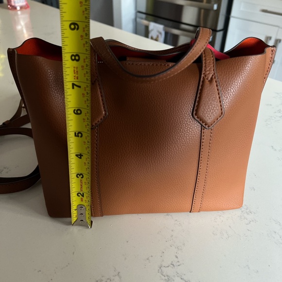 Tory Burch Tan Leather Tote with Red Accents - Picture 7 of 9